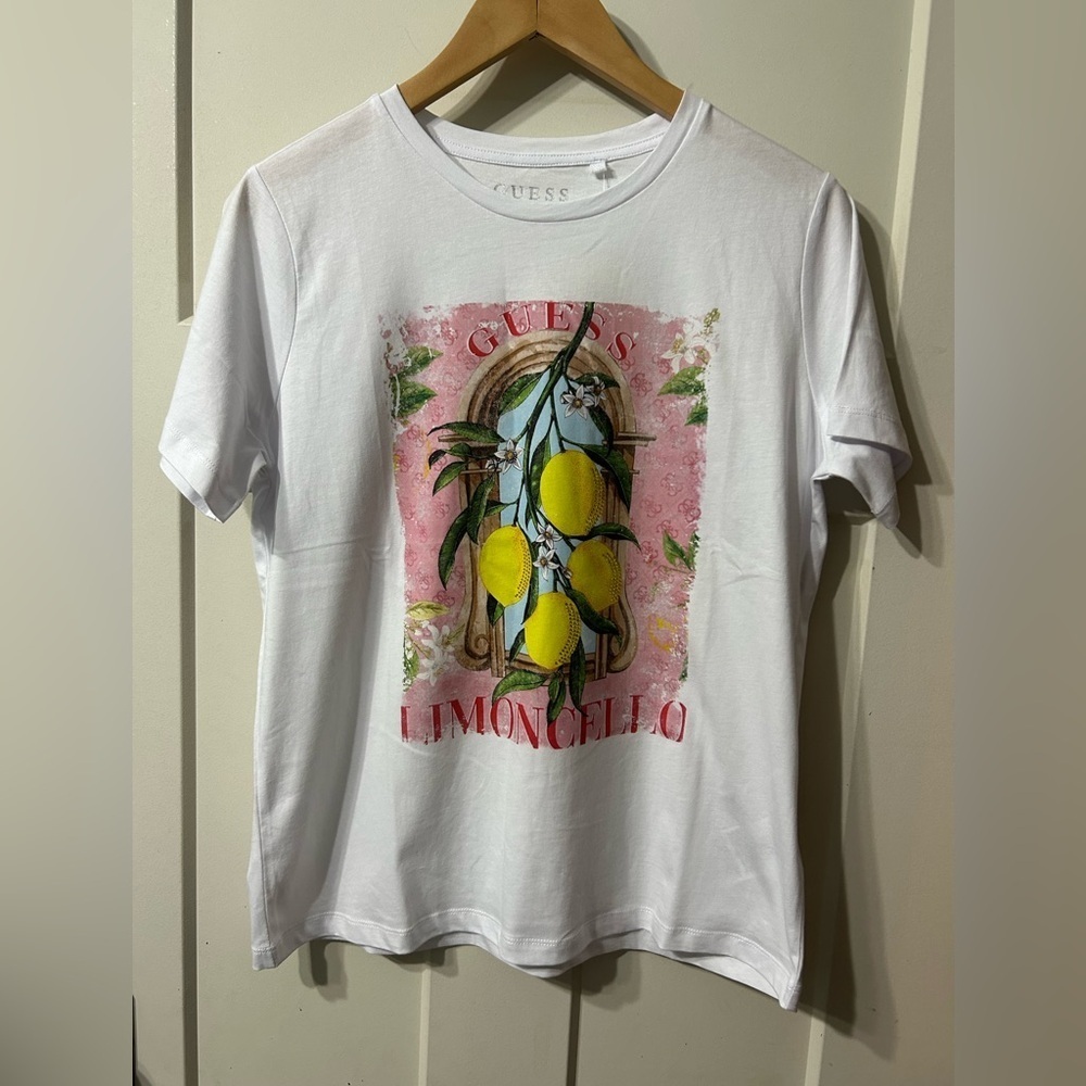 Guess Limoncello White Lemon Sparkle embellished Graphic T-Shirt